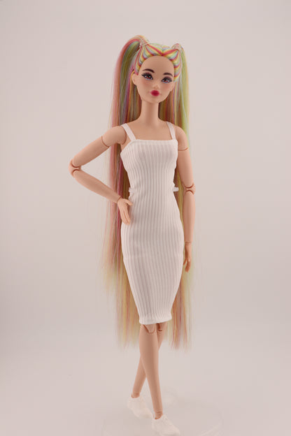 Ethereal Pastel Rainbow Hair Odile Barbie Reroot