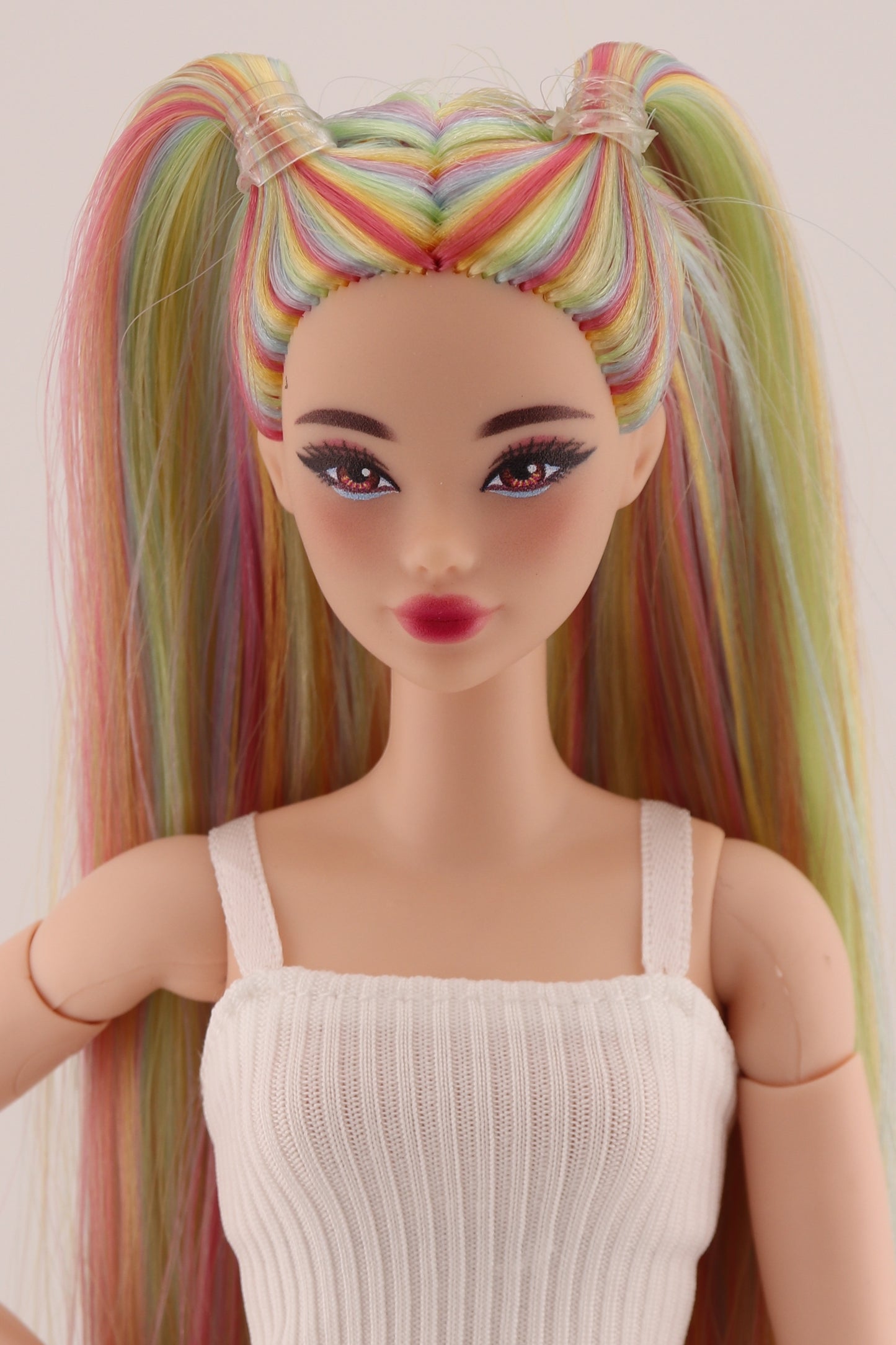 Ethereal Pastel Rainbow Hair Odile Barbie Reroot