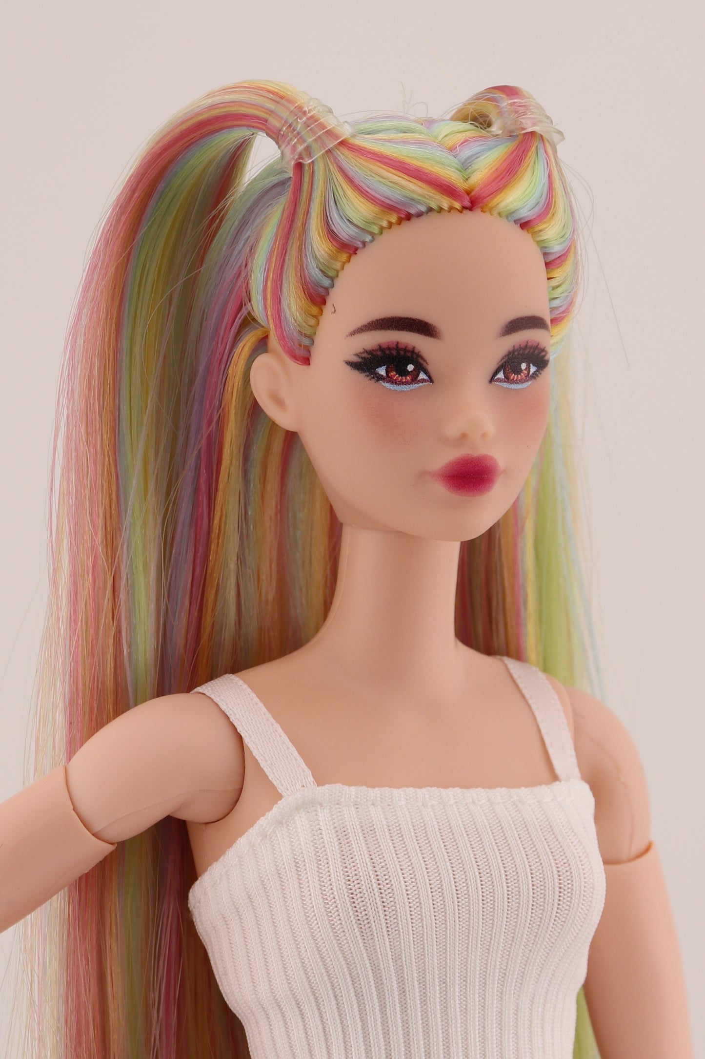 Ethereal Pastel Rainbow Hair Odile Barbie Reroot