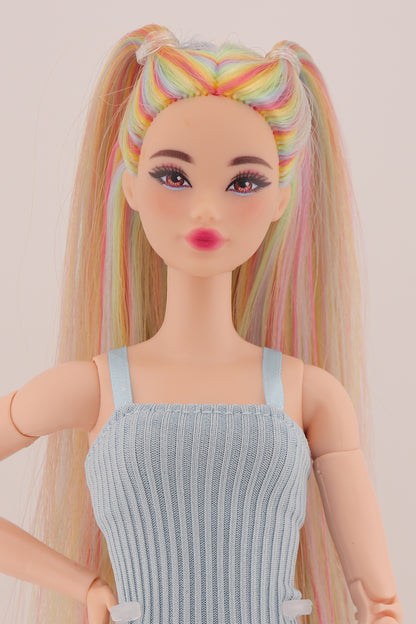 Ethereal Pastel Rainbow Hair Odile Barbie Reroot (2)