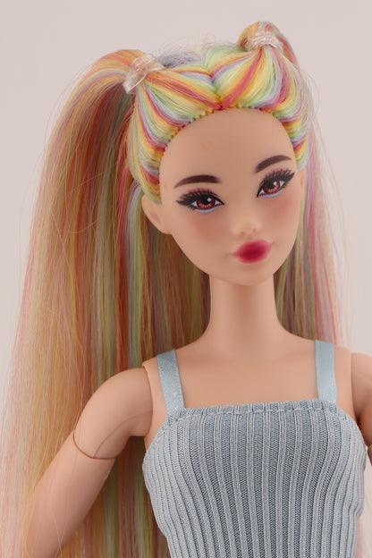 Ethereal Pastel Rainbow Hair Odile Barbie Reroot (2)