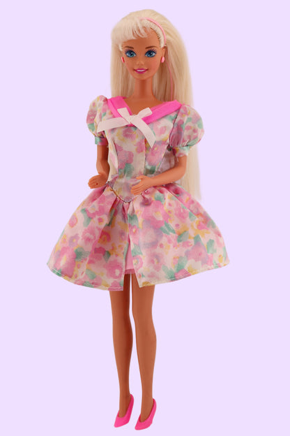 Songbird Barbie Restyled with Pink Floral Dress