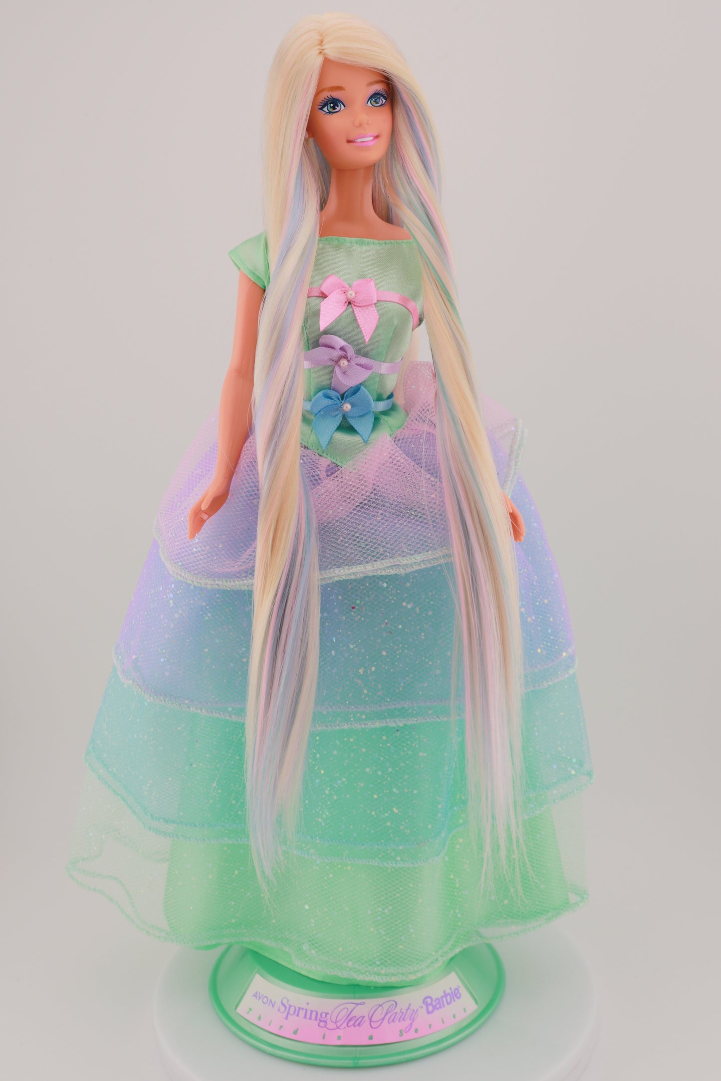 Pastel Hair on Spring Tea Party Avon Barbie Rerooted