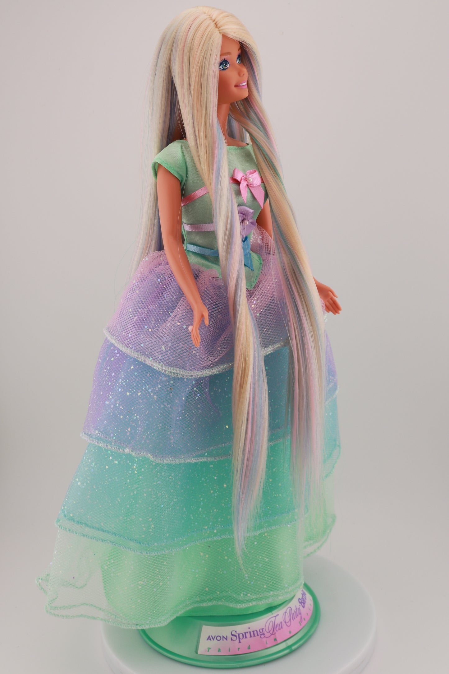 Pastel Hair on Spring Tea Party Avon Barbie Rerooted