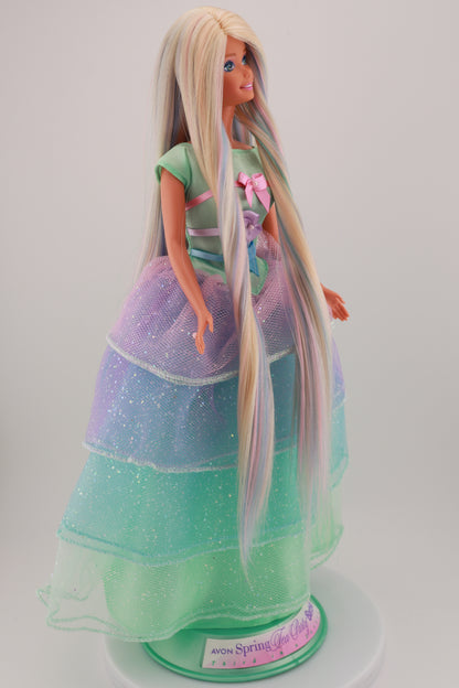 Pastel Hair on Spring Tea Party Avon Barbie Rerooted