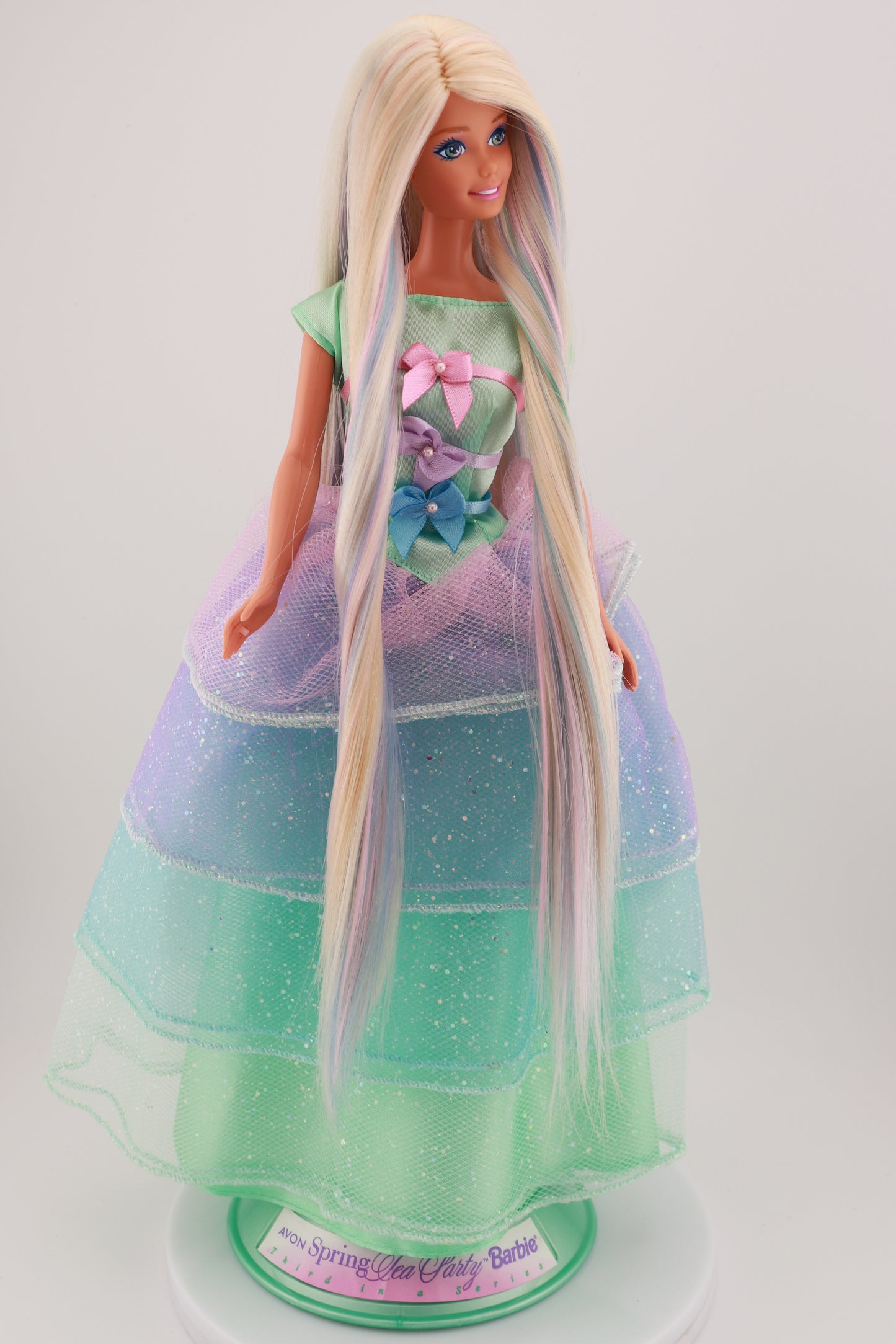 Pastel Hair on Spring Tea Party Avon Barbie Rerooted