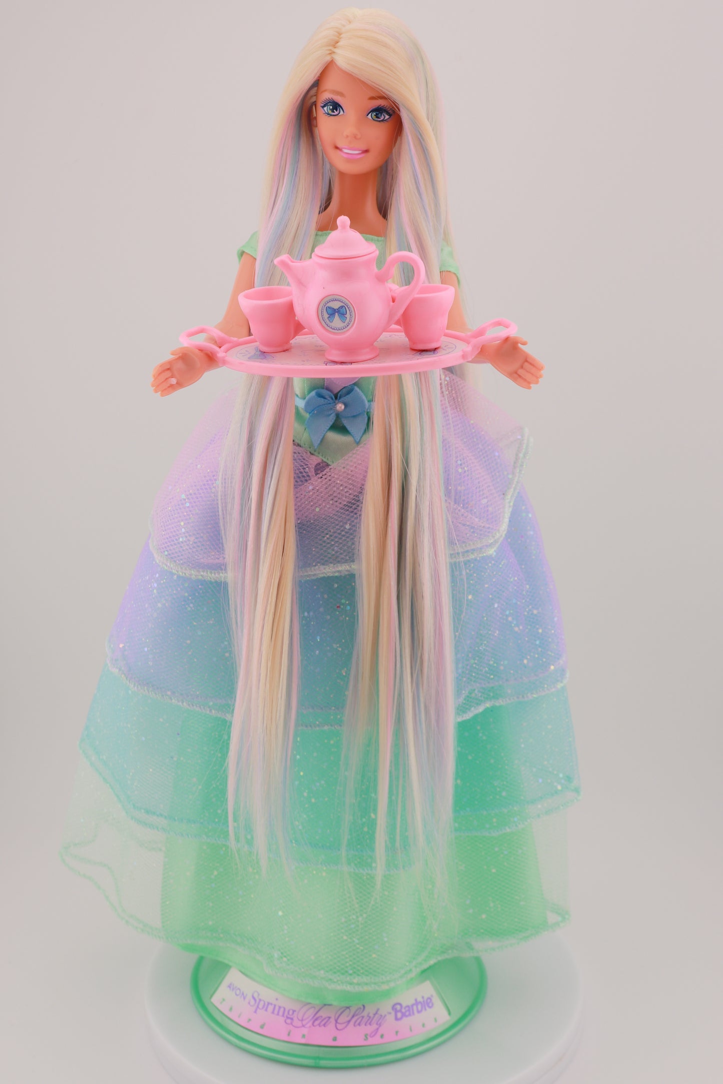 Pastel Hair on Spring Tea Party Avon Barbie Rerooted