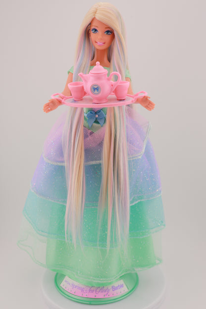 Pastel Hair on Spring Tea Party Avon Barbie Rerooted
