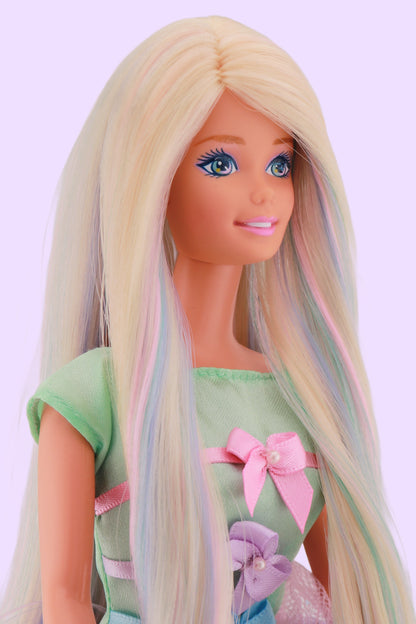 Pastel Hair on Spring Tea Party Avon Barbie Rerooted