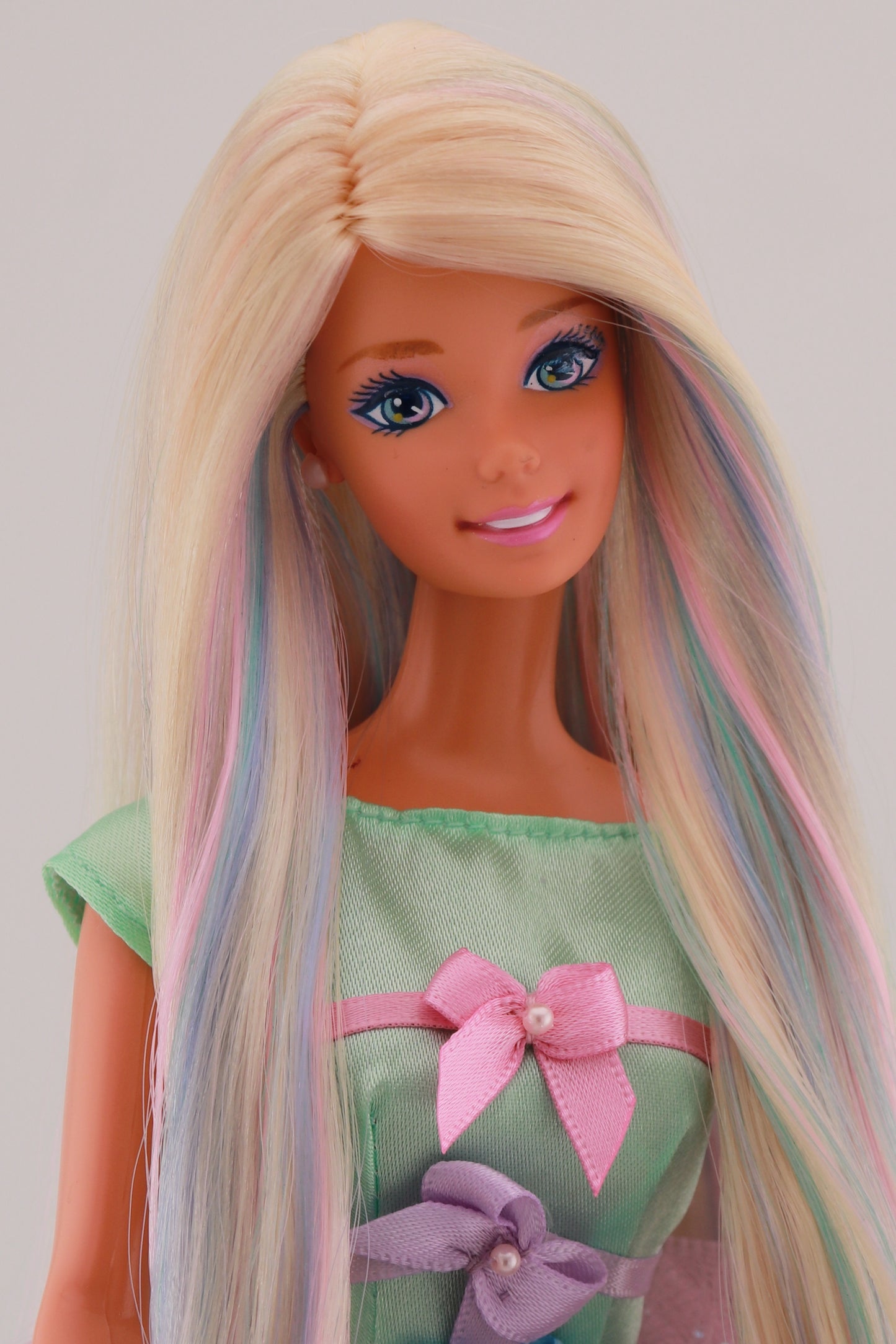 Pastel Hair on Spring Tea Party Avon Barbie Rerooted