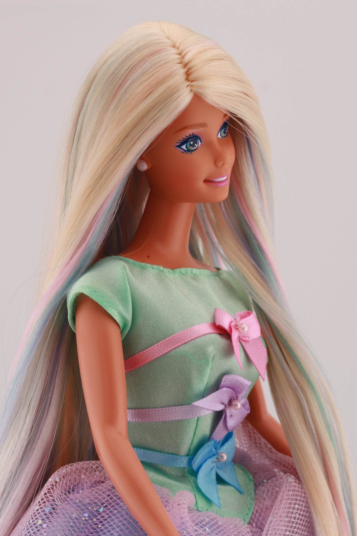 Pastel Hair on Spring Tea Party Avon Barbie Rerooted