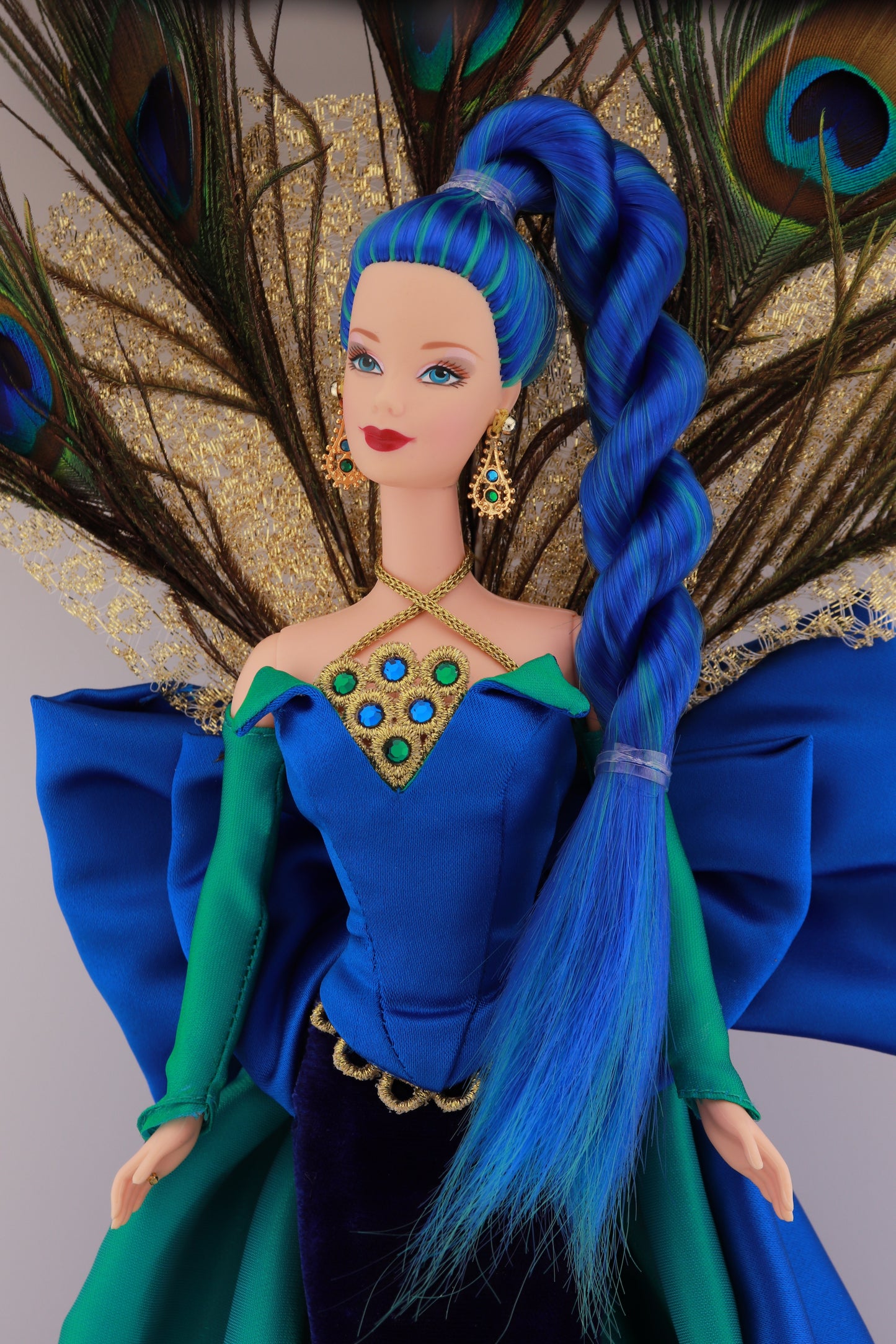 Custom Blue and Turquoise Hair Peacock Barbie