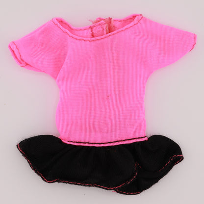 Neon Pink Top with Black Ruffle
