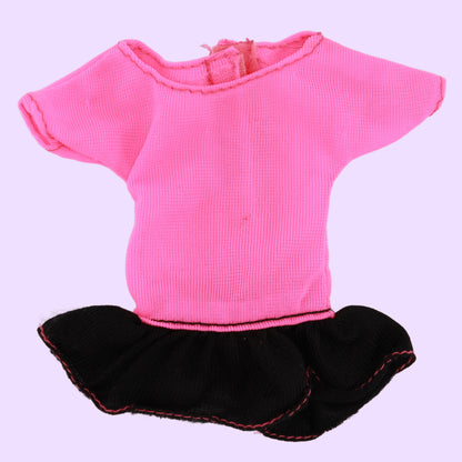 Neon Pink Top with Black Ruffle