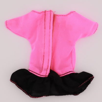 Neon Pink Top with Black Ruffle