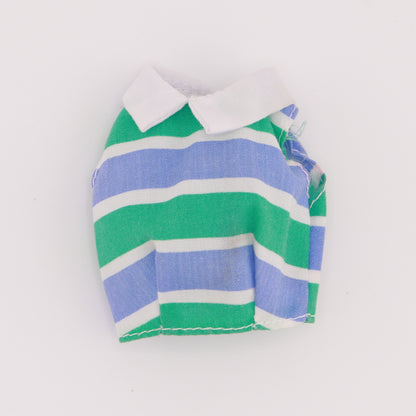 Blue and Green Striped Collared Crop Top