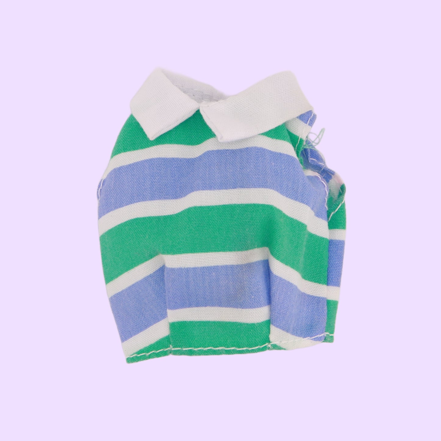 Blue and Green Striped Collared Crop Top
