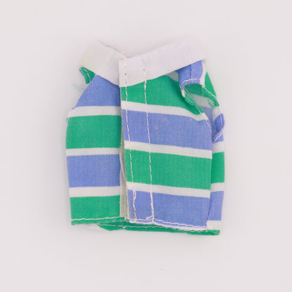 Blue and Green Striped Collared Crop Top