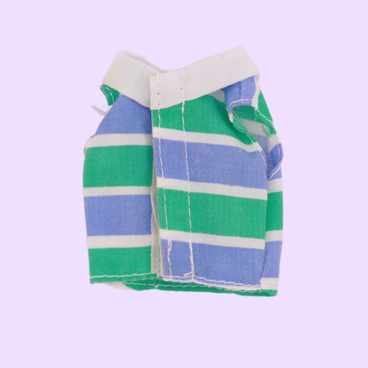 Blue and Green Striped Collared Crop Top