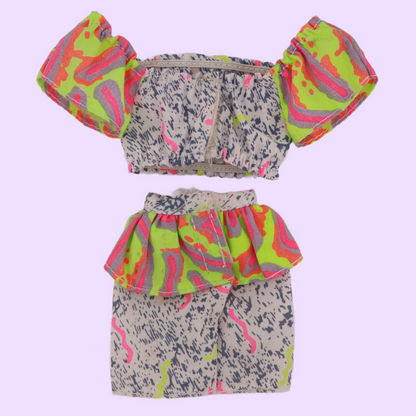 90s Barbie Outfit Crop Top and Peplum Skirt