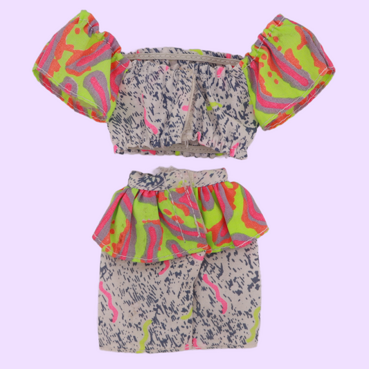 90s Barbie Outfit Crop Top and Peplum Skirt