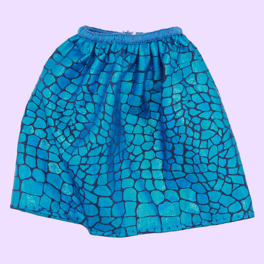 Blue Reptile Print Metallic Skirt