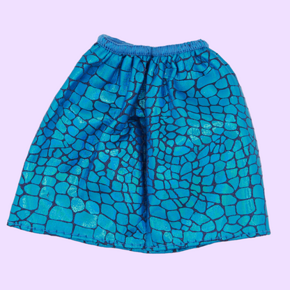 Blue Reptile Print Metallic Skirt