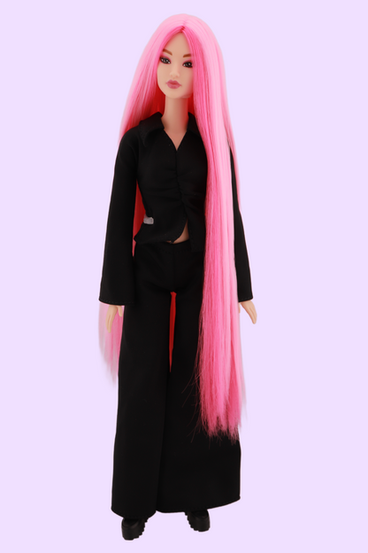 Two Toned Pink Audrey Face Barbie Custom