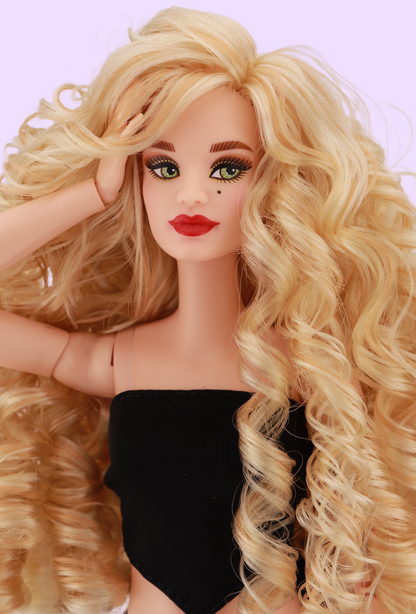 Curly Waldorf Rerooted Barbie You Create