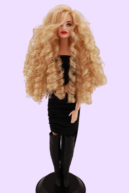 Curly Waldorf Rerooted Barbie You Create