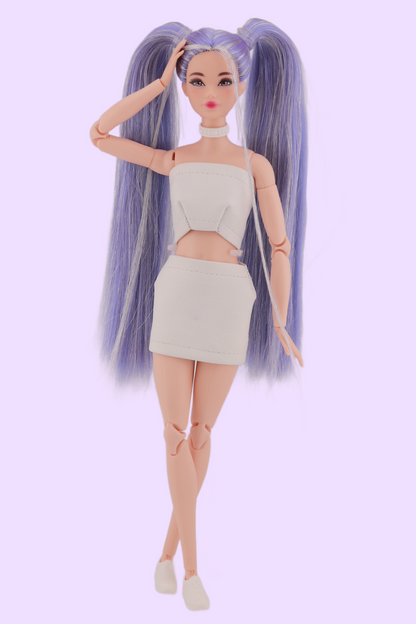 One of a Kind Odile Lavender and Metallic Hair with Hand Made Outfit