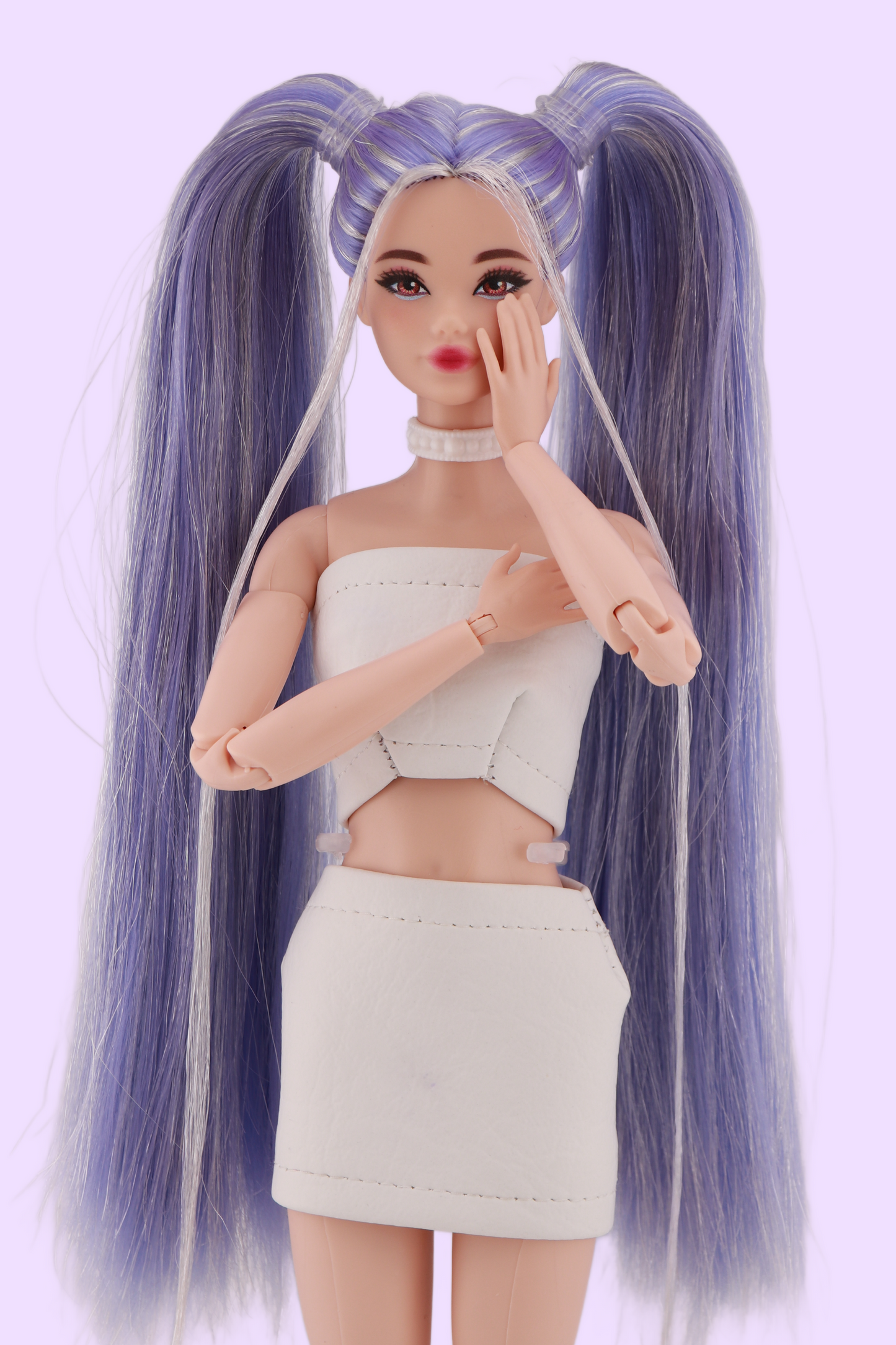 One of a Kind Odile Lavender and Metallic Hair with Hand Made Outfit