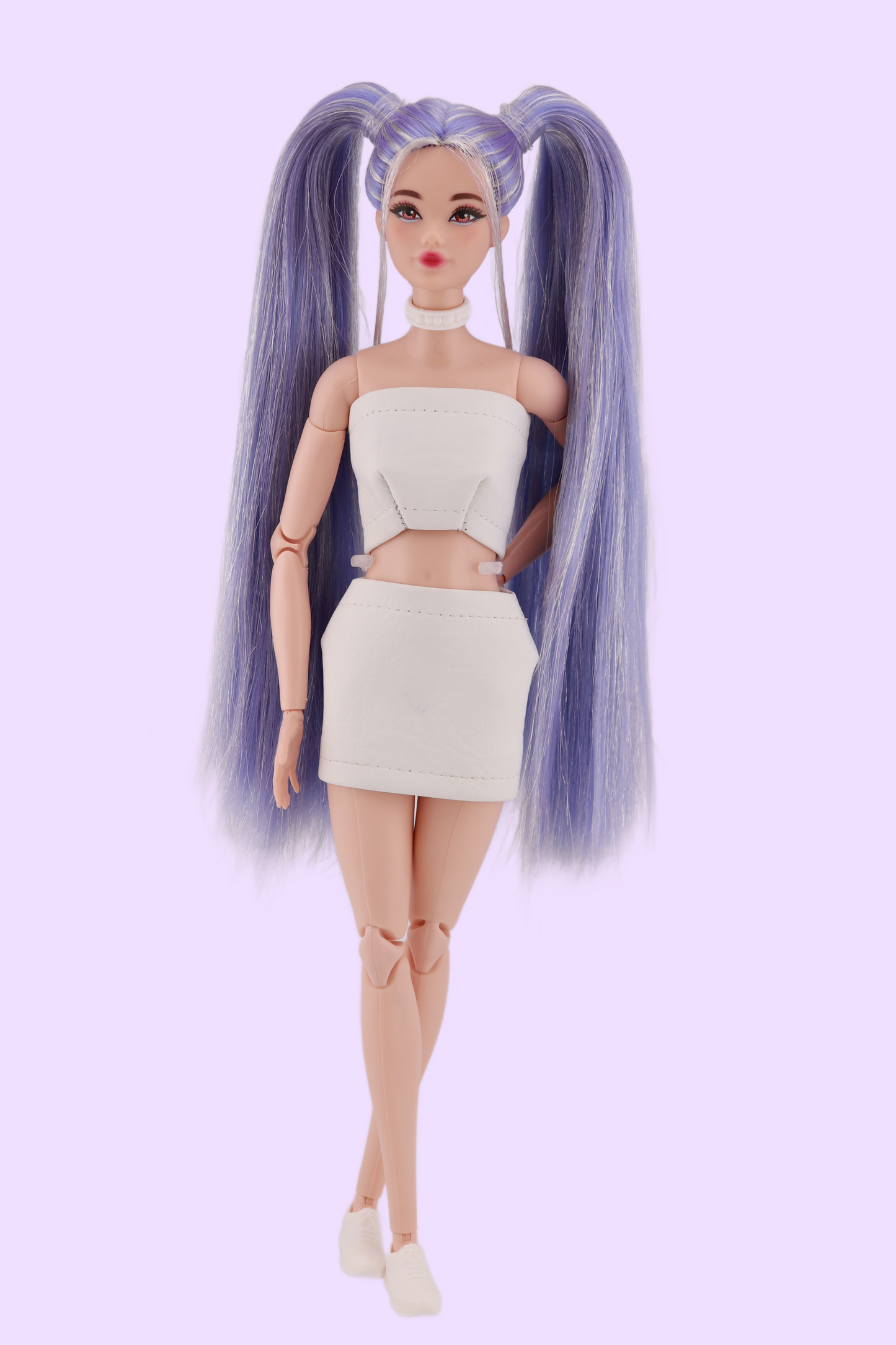 One of a Kind Odile Lavender and Metallic Hair with Hand Made Outfit