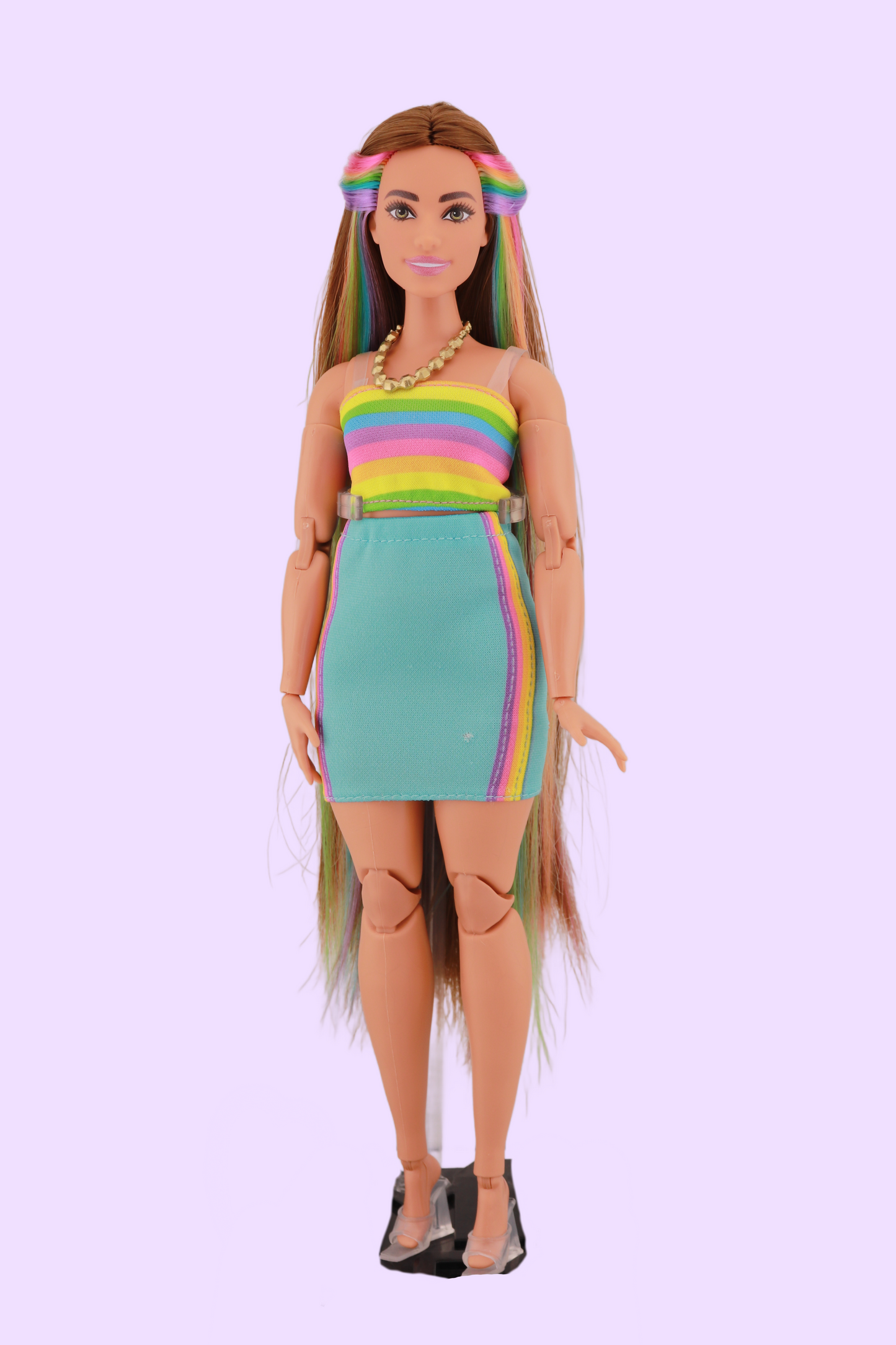 Curvy Rainbow Hair MTM Barbie (extra outfit)