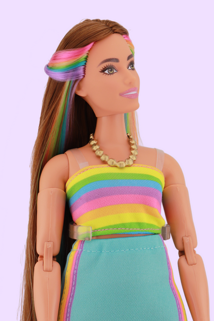 Curvy Rainbow Hair MTM Barbie (extra outfit)