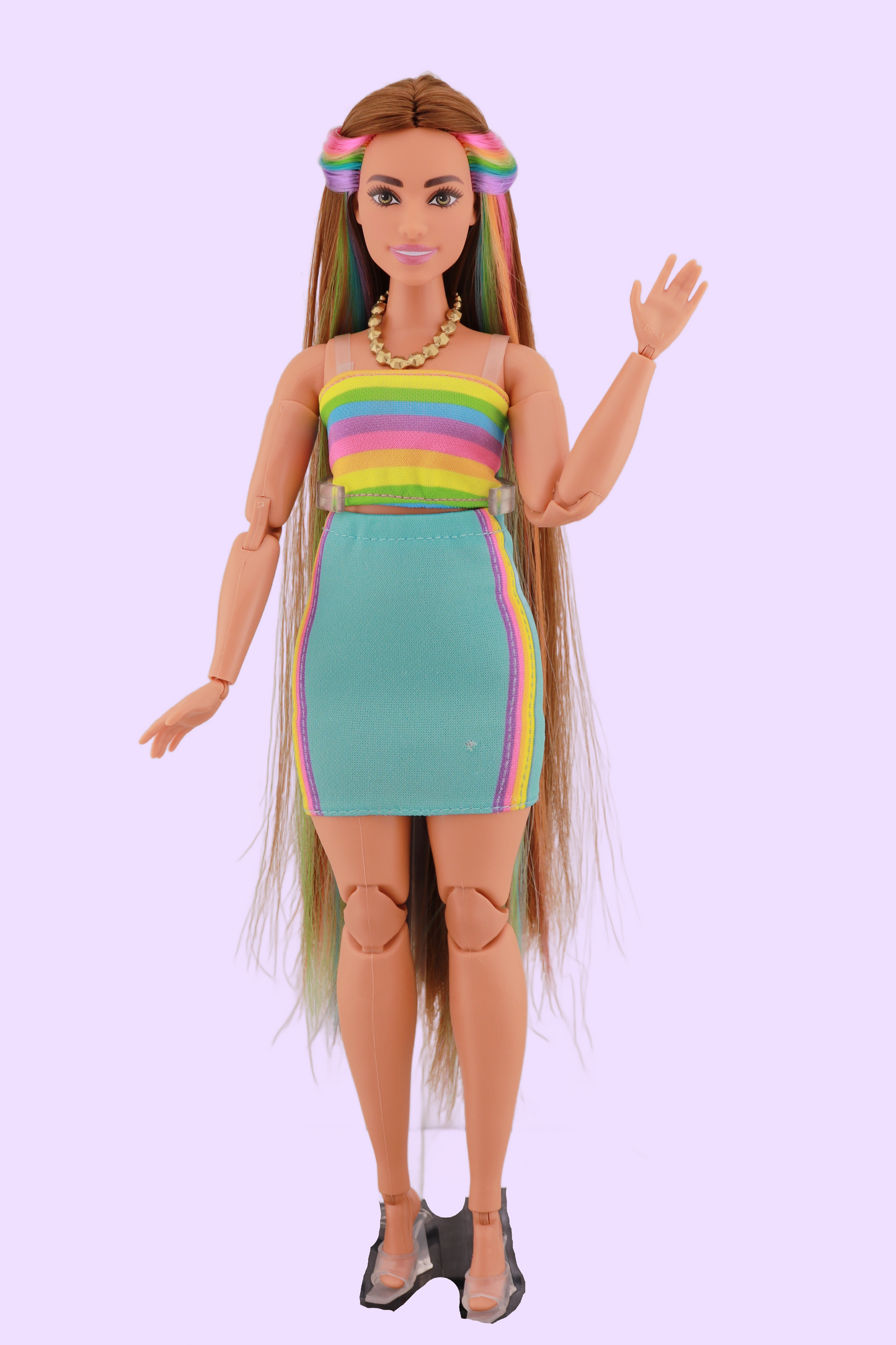 Curvy Rainbow Hair MTM Barbie (extra outfit)