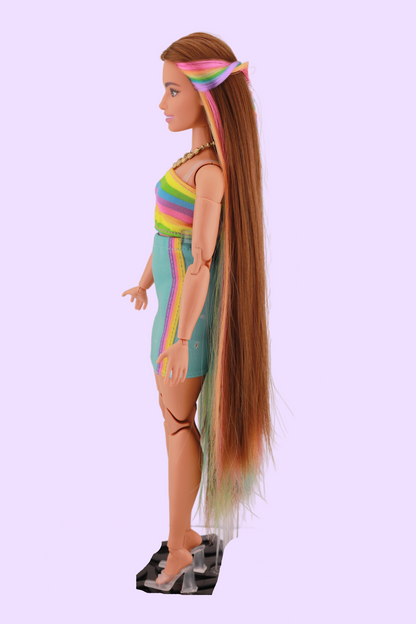 Curvy Rainbow Hair MTM Barbie (extra outfit)