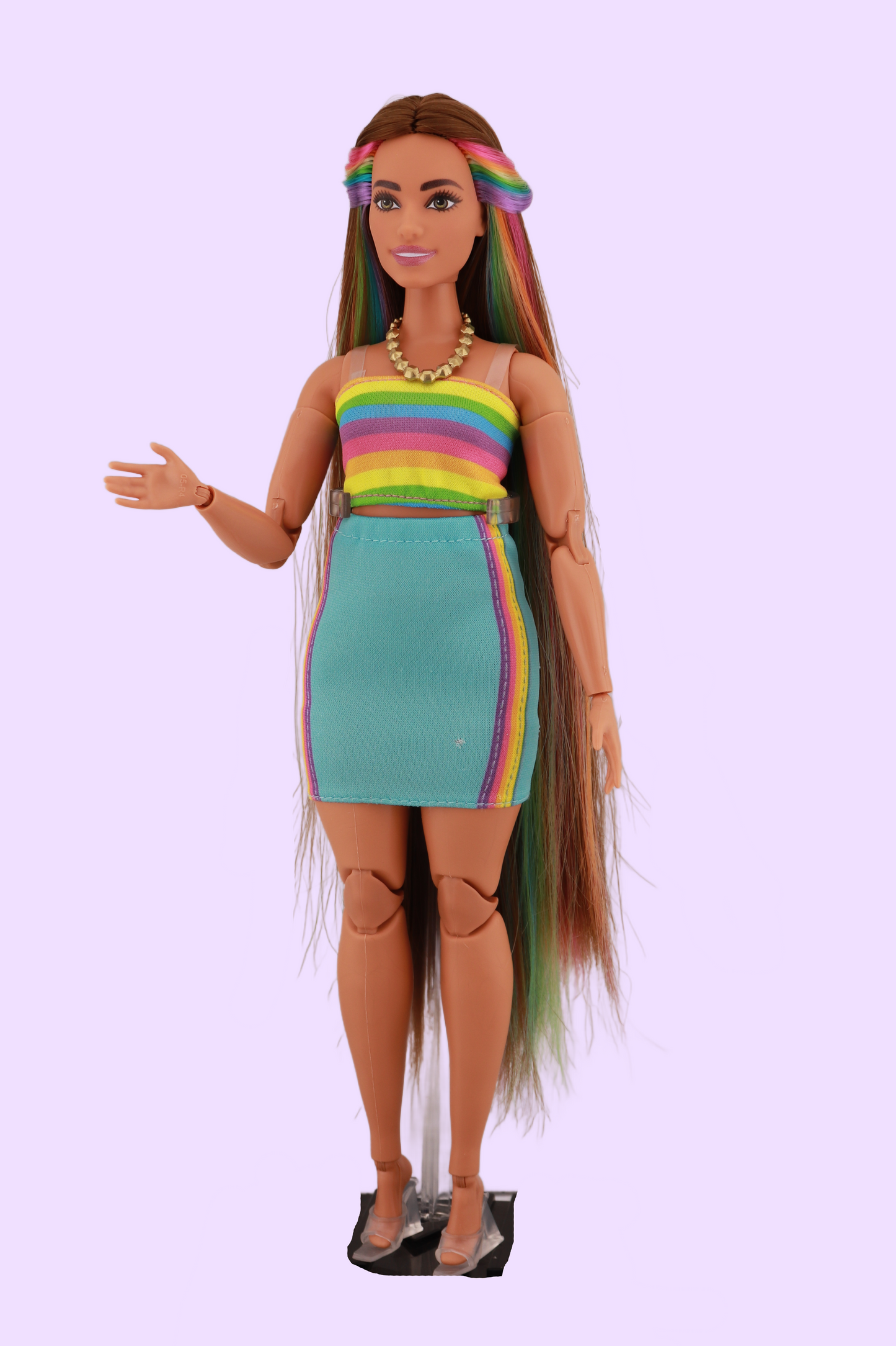 Curvy Rainbow Hair MTM Barbie (extra outfit)