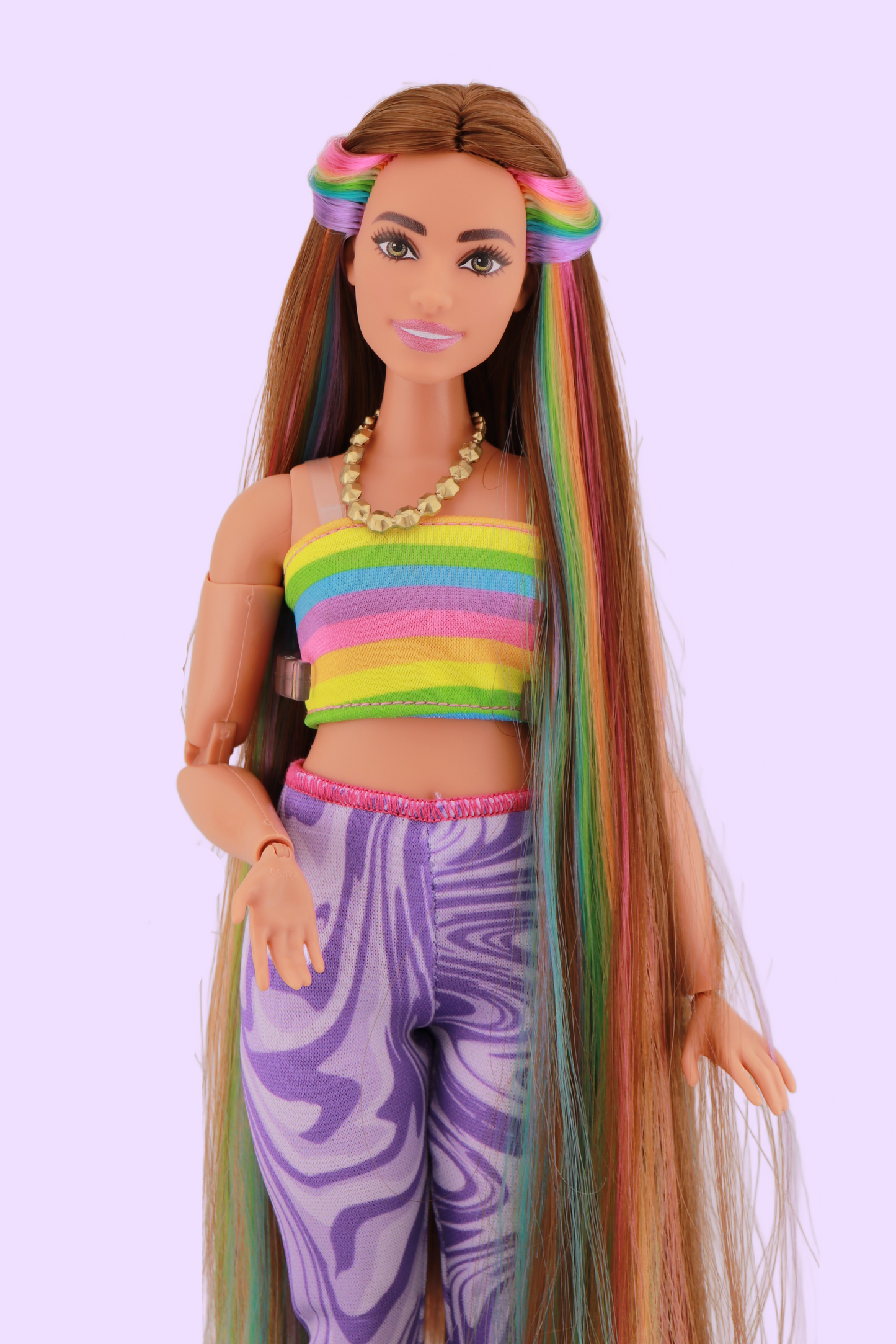 Curvy Rainbow Hair MTM Barbie (extra outfit)