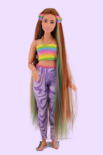 Curvy Rainbow Hair MTM Barbie (extra outfit)