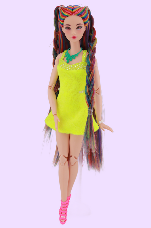 Signature Bold Rainbow Hair Custom Reroot Odile Barbie