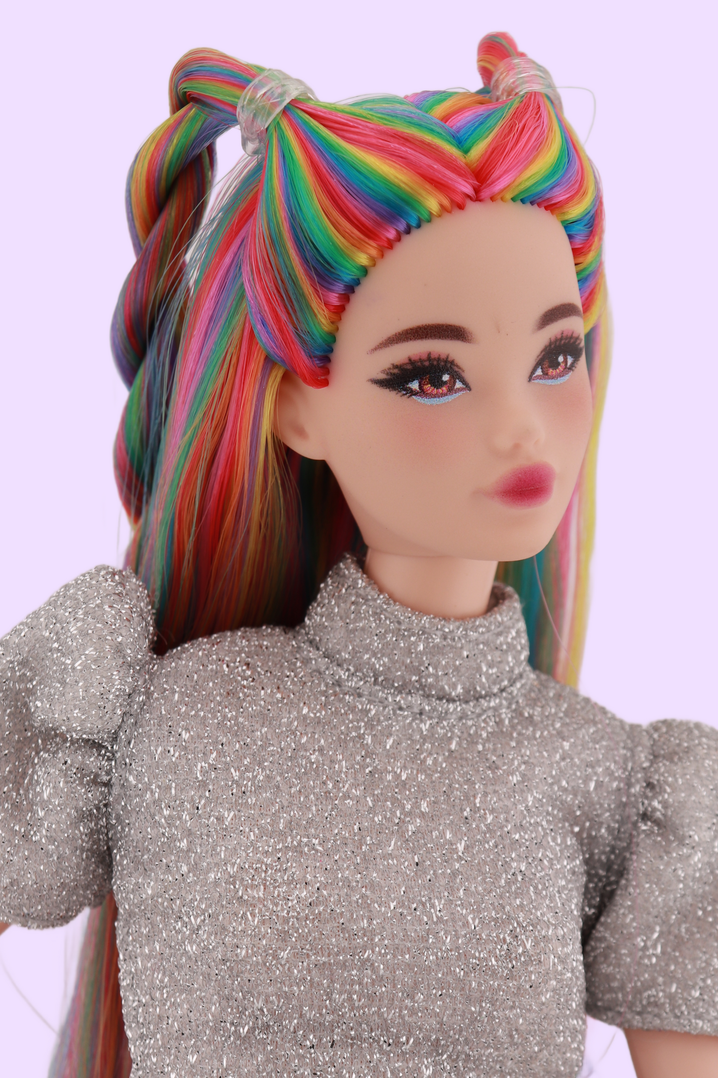 Signature Rainbow Hair Custom Reroot Odile Barbie