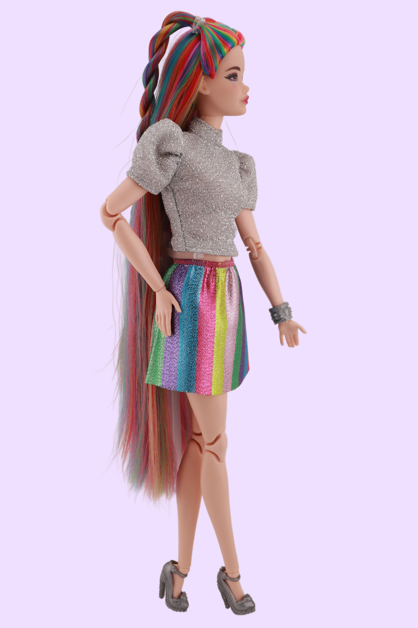Signature Rainbow Hair Custom Reroot Odile Barbie