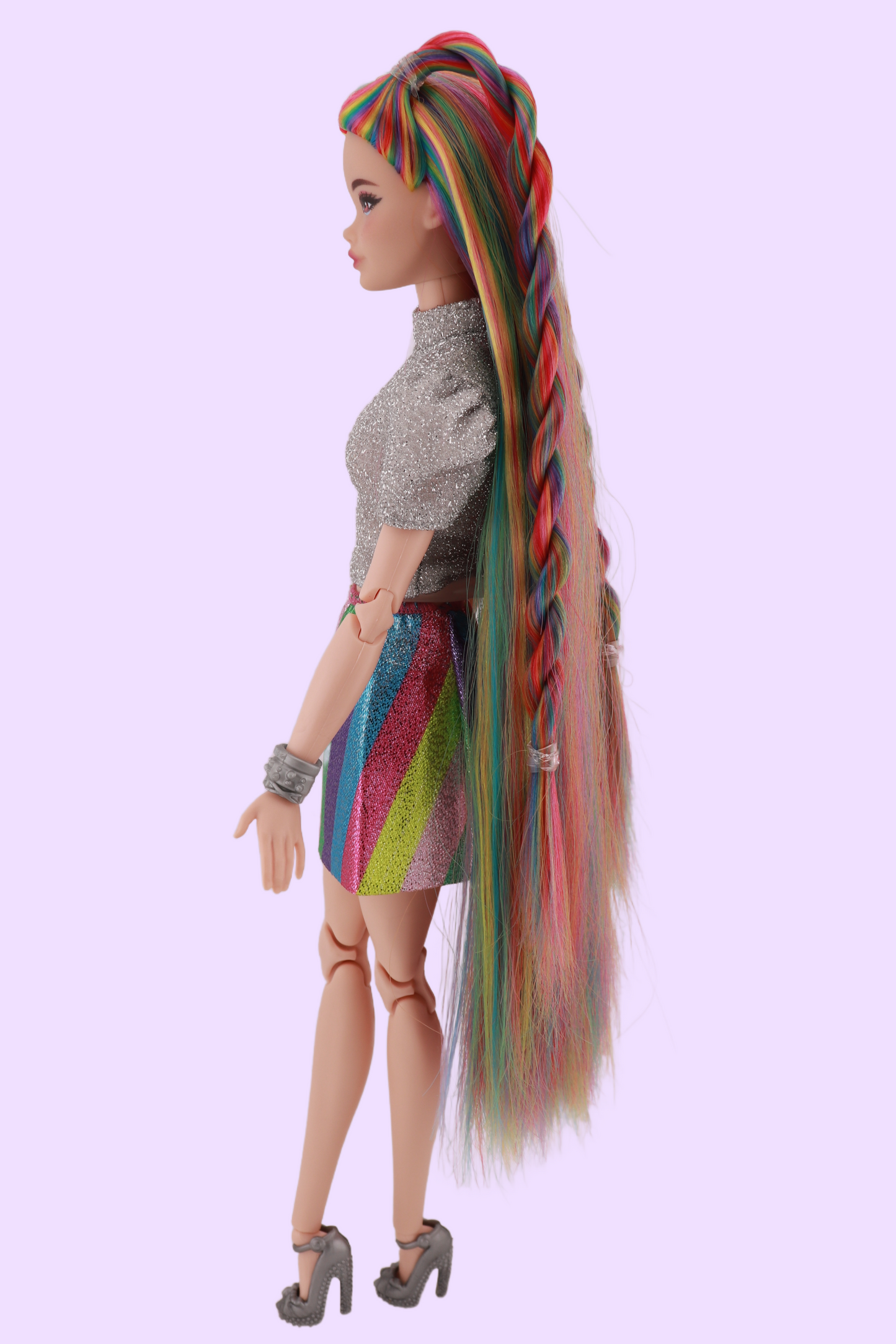 Signature Rainbow Hair Custom Reroot Odile Barbie