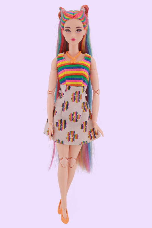 Signature Rainbow Hair Custom Reroot Odile Barbie