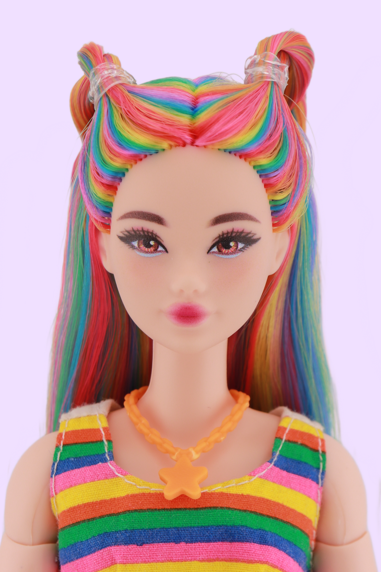 Signature Rainbow Hair Custom Reroot Odile Barbie