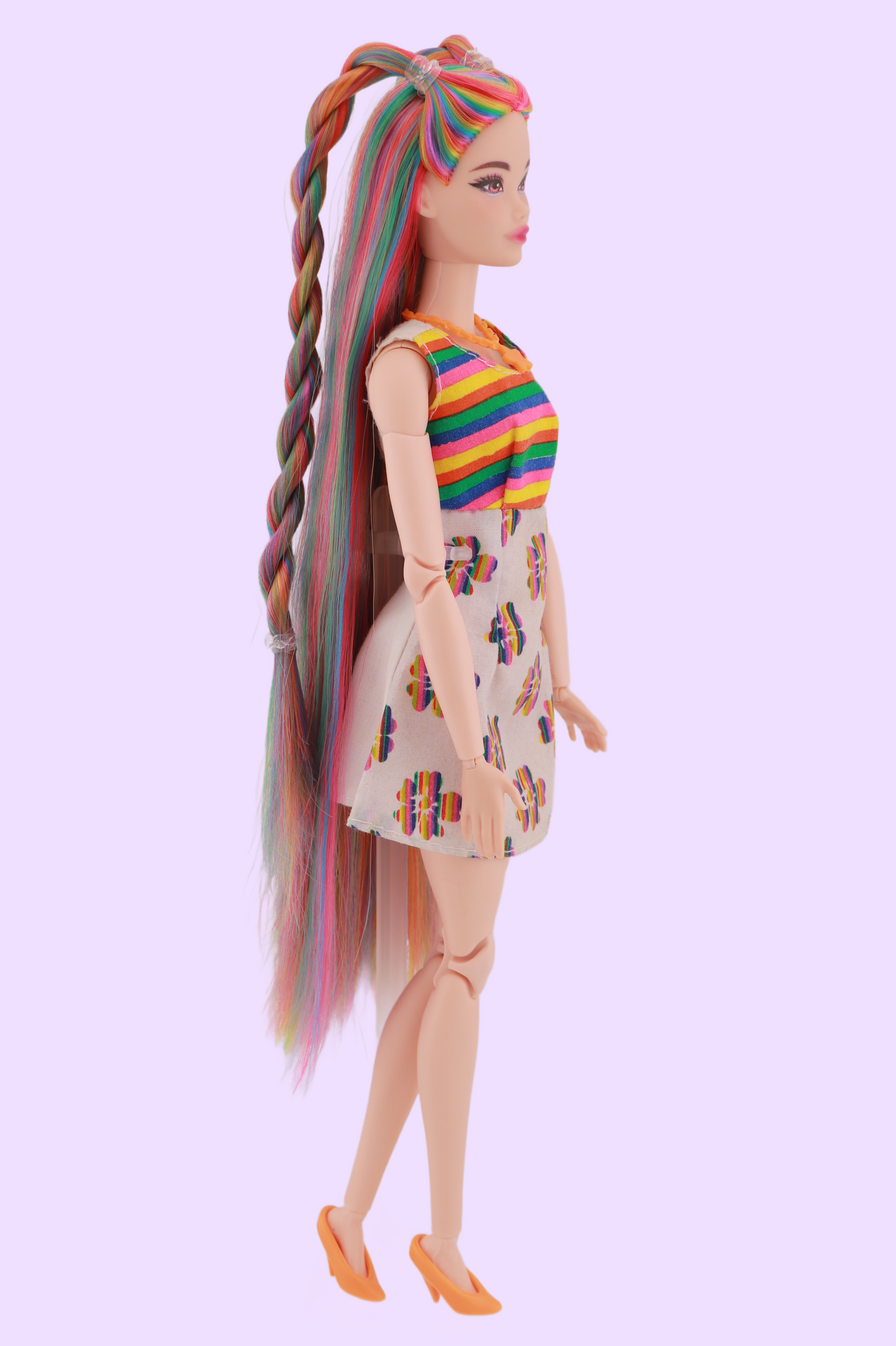 Signature Rainbow Hair Custom Reroot Odile Barbie