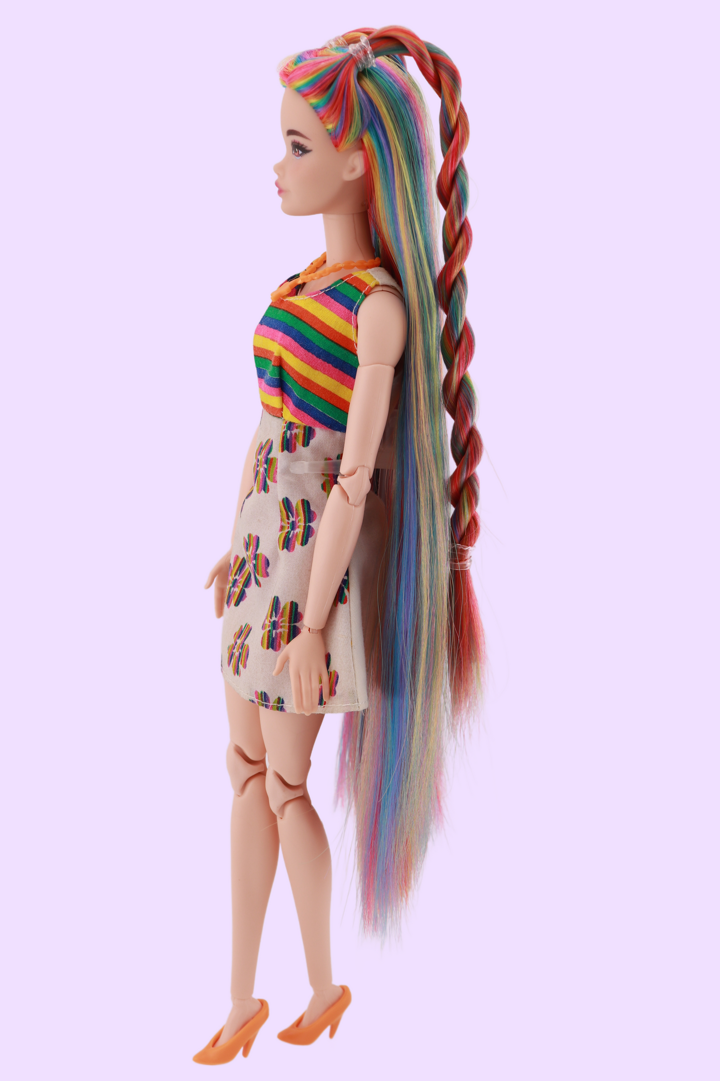 Signature Rainbow Hair Custom Reroot Odile Barbie