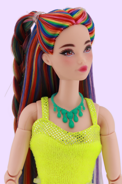 Signature Bold Rainbow Hair Custom Reroot Odile Barbie