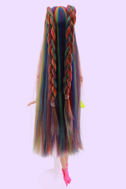 Signature Bold Rainbow Hair Custom Reroot Odile Barbie